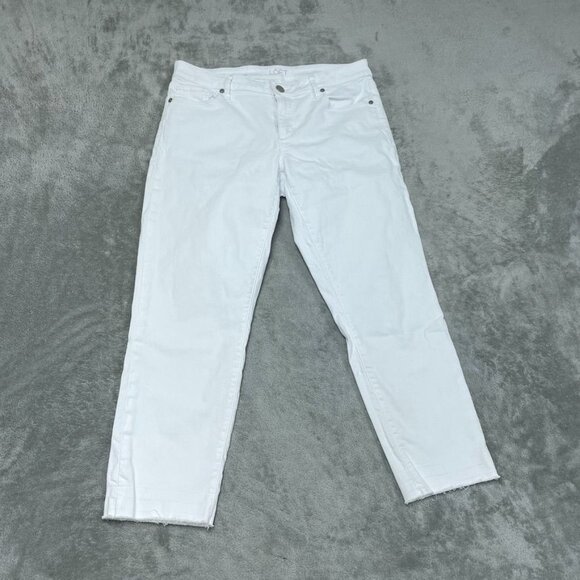 Ann Taylor LOFT 29/8 Womens White Curvy Crop Jeans Frayed Hem a0944 - Picture 1 of 11